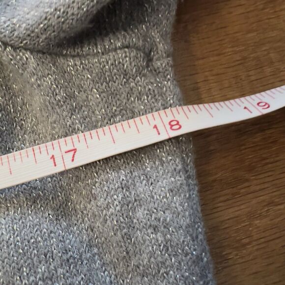 Chico’s Sweater Size 1 (M) Silver Metallic Cowl Neck - Picture 4 of 6